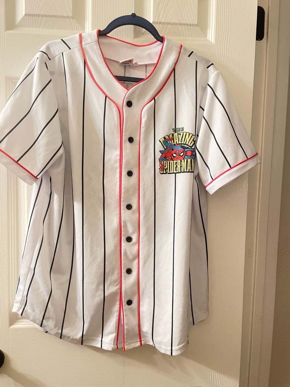 Marvel The Amazing Spider-Man Pinstripe Baseball Jersey Size M
